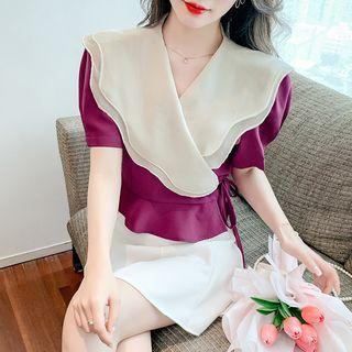 Contrast Panel Cropped Blouse
