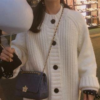 Thick Wool Sweater Cardigan Coat White - One Size