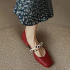 Dotted Block Heel Mary Jane Shoes