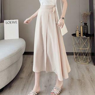 High-waist A-line Midi Wrap Skirt