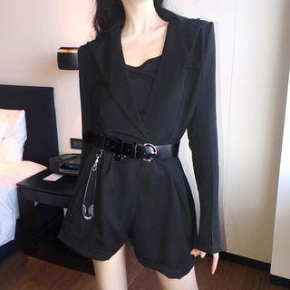 Lapel Playsuit With Belt