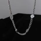 Smiley Stainless Steel Necklace 1 Pc - Silver - One Size