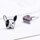 Non-matching Dog & Cake Stud Earring 1 Pair - S925 Silver - As Shown In Figure - One Size