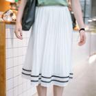 Contrast-trim Chiffon Midi Skirt