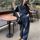 Denim Loose Fit Jumper Pants Blue - One Size