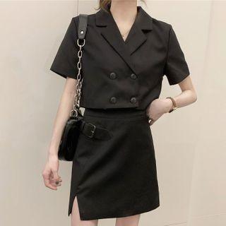 Short-sleeve Double Breasted Top / Skirt
