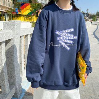 Couple Matching Lettering Round Neck Sweatshirt