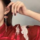 Alloy Fan Fringed Earring 1 Pair - 925 Silver Hook Earring - One Size