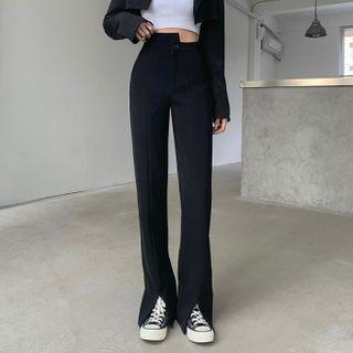 Straight Leg Slitted Dress Pants