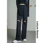 Zipper-knee Straight-cut Loose Pants