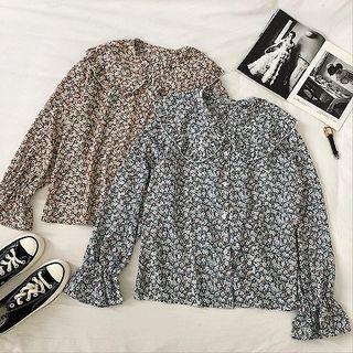 Floral Peter-pan Collar Long-sleeve Blouse