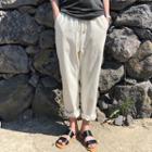 Drawcord-waist Linen Blend Baggy-fit Pants