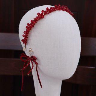 Rhinestone Headband / Bow Drop Earring / Set