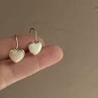 Heart Drop Earring 1 Pair - Drop Earring - Love Heart - White - One Size