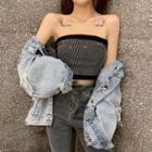 Rhinestone Tube Top Black - One Size