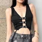 Sleeveless V-neck Lace-up Camisole Top