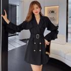 Double-breasted Buckled Mini A-line Blazer Dress