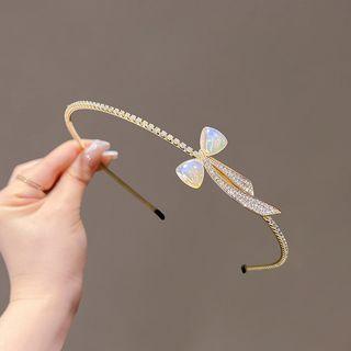 Bow Rhinestone Alloy Headband Gold - One Size