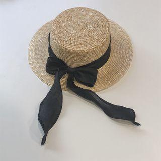 Beribboned Rattan Sun Hat