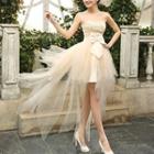 Strapless Bow High Low Prom Dress