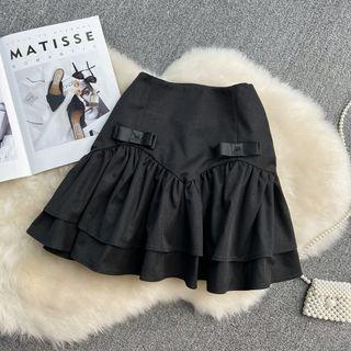 Bow Detail Layered Mini Skirt