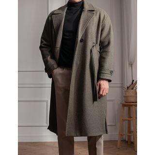 Long Wool Blend Coat With Belt