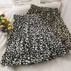 Ruffled-hem Leopard-print Chiffon Mini Skirt
