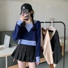 Contrast Trim Mock Two-piece Sweater