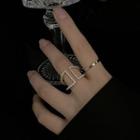 Set Of 2: Rhinestone / Alloy Open Ring (various Designs) Set Of 2 - Gold - One Size