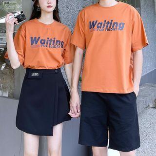 Couple Matching Short-sleeve Lettering T-shirt / Shorts / A-line Skirt