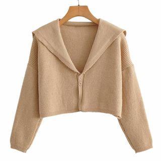 V-neck Cardigan Khaki - One Size