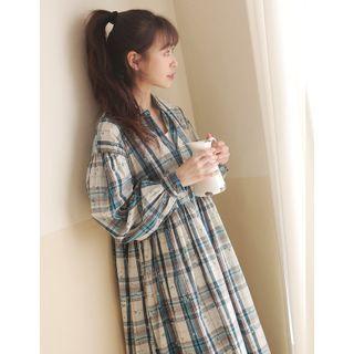 Floral Print Plaid Dress