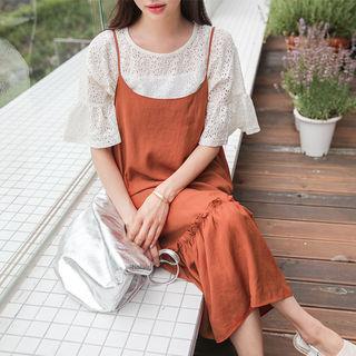 Spaghetti-strap Linen Blend Long Dress