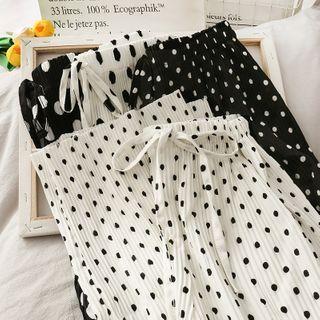 Pleated Dotted Wide Pants
