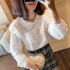 Collared Ruffled Lace Blouse