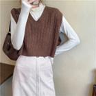 V-neck Cable-knit Knit Vest