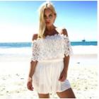 Short-sleeve Off Shoulder Lace Playsuit