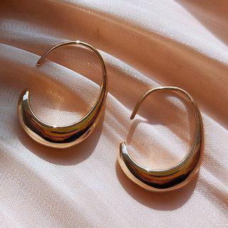 Polished Alloy Open Hoop Earring 846 - 1 Pair - Gold - One Size