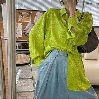 Leaf Print Blazer / Wide Leg Pants