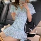 Short-sleeve Floral Print Mini Dress / Camisole Top