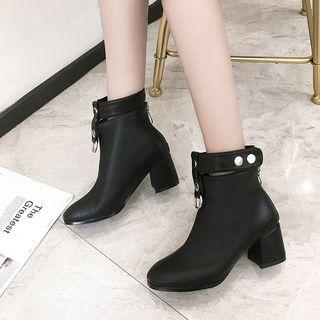 Chunky-heel Square-toe Ankle Boots