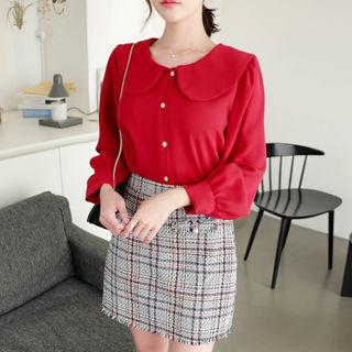 Peter Pan-collar Bishop-sleeve Blouse