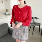 Peter Pan-collar Bishop-sleeve Blouse