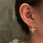 Rhinestone Faux Pearl Star Dangle Earring 1 Pair - Silver Needle - One Size