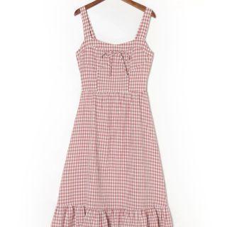 Spaghetti-strap Gingham Midi A-line Dress