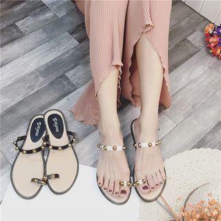 Studded Toe Loop Sandals