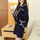 Set: Collared Cardigan + Mini A-line Skirt