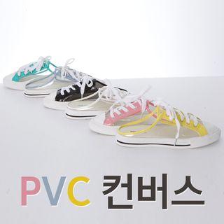 Clear-detail Lace-up Slide Sandals