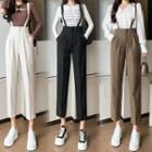 Suspender High-waist Straight Leg Pants