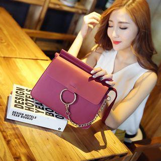 Chain-accent Faux-leather Shoulder Bag